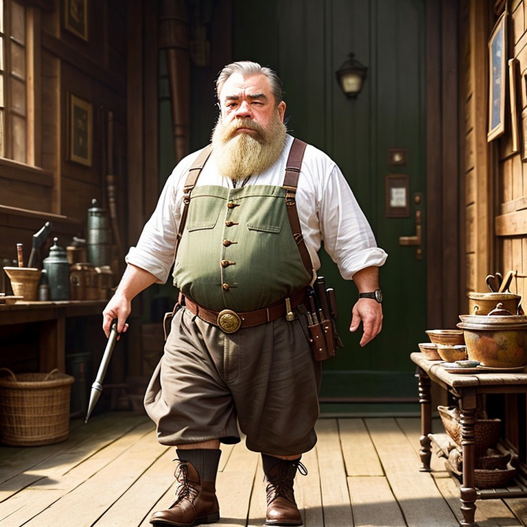 modelshoot style, (extremely detailed CG 8k wallpaper), ((full shot body photo of a dwarf man)), professional majestic oil painting by Ed Blinkey, Atey Ghailan, Studio Ghibli, by Jeremy Mann, Greg Manchess, Antonio Moro, trending on ArtStation, trending on CGSociety, Intricate, High Detail, Sharp focus, dramatic, photorealistic painting art by midjourney and greg rutkowski