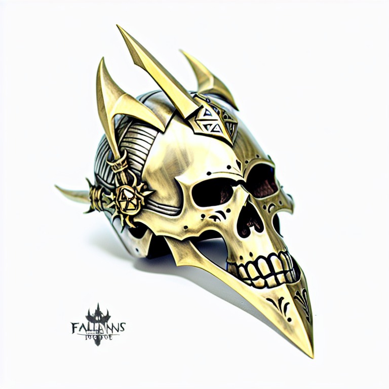 knight ((helmet)), silver, iron, dnd style, rpg item, fantasy, medieval, highly detailed, leather, creepy, skeleton, bones, centered, (front view)