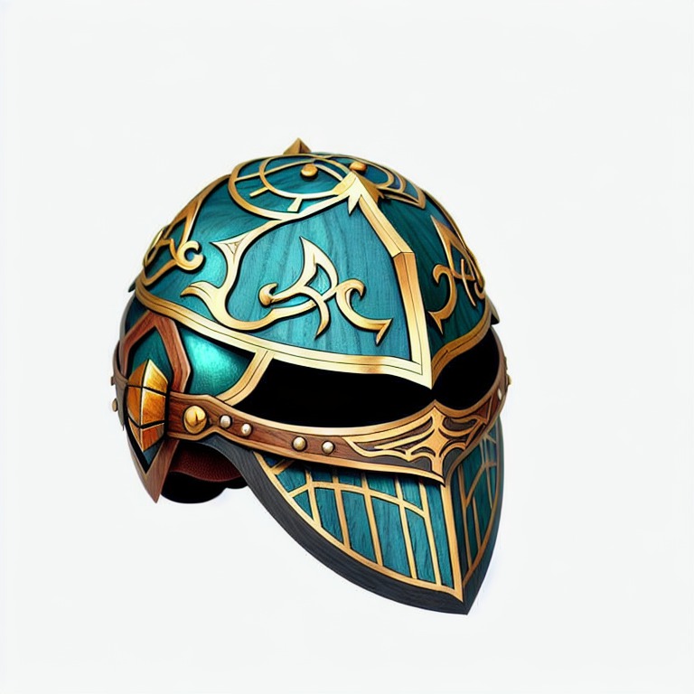 leather ((helmet)), wooden, nails, dnd style, rpg item, fantasy, medieval, highly detailed, centered, (front view)