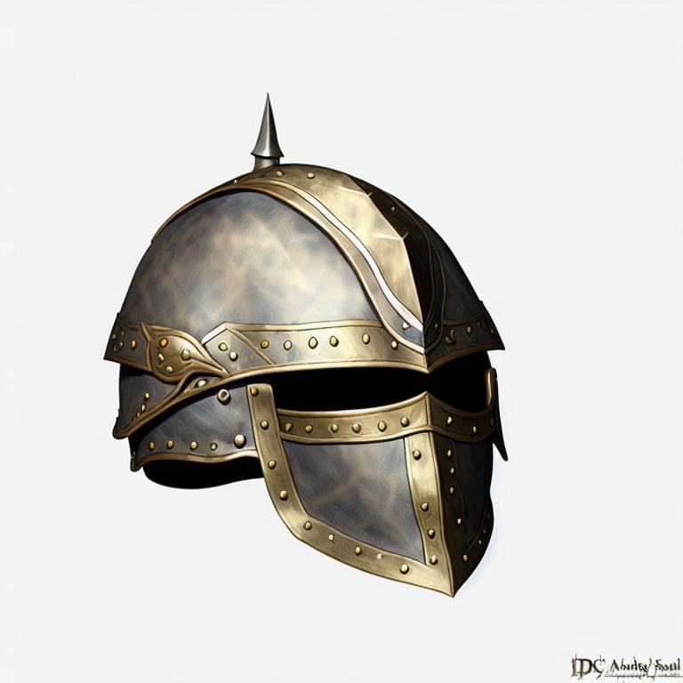 steel ((helmet)), poor, leather, cloth, silk, dirt, dnd style, rpg item, fantasy, medieval, highly detailed, centered, (front view)