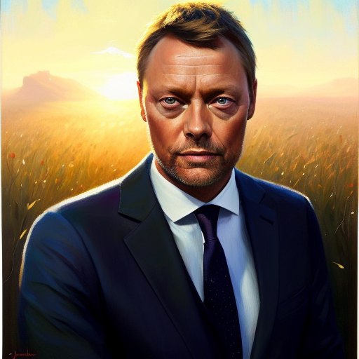 close up portrait of ((Christian Lindner)), reeds, (backlighting), realistic, masterpiece, highest quality, lens flare, shade, bloom, [[chromatic aberration]], by Jeremy Lipking, by Antonio J. Manzanedo, digital painting