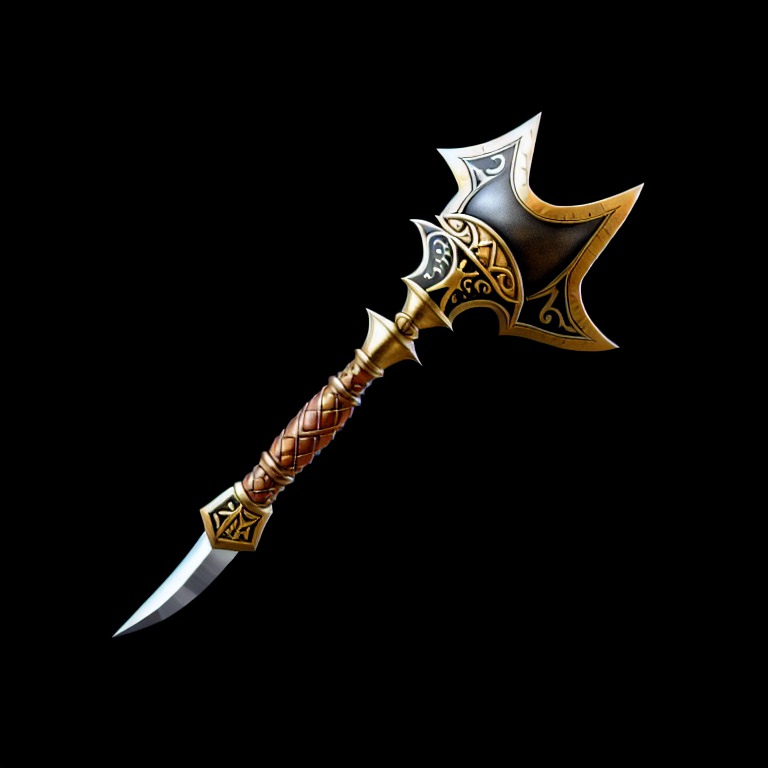 a battle axe, dnd style, rpg item, highly detailed, ornaments